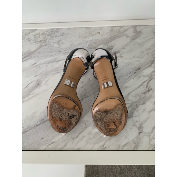 Authentic Michael Kors Collection Doris Black Leather Ankle Strap Platform Heels - Picture 4 of 4